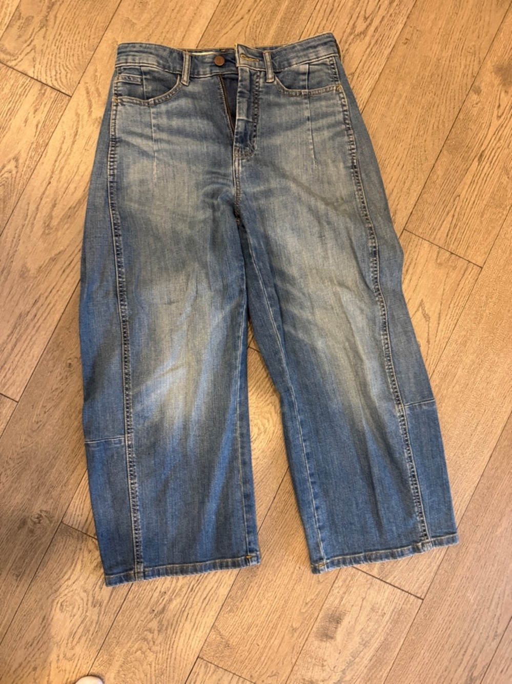 ANTHROPOLOGIE • Pilcro Kenna Mid-Rise Heritage Barrel Jeans in Eyck Wash • 25
